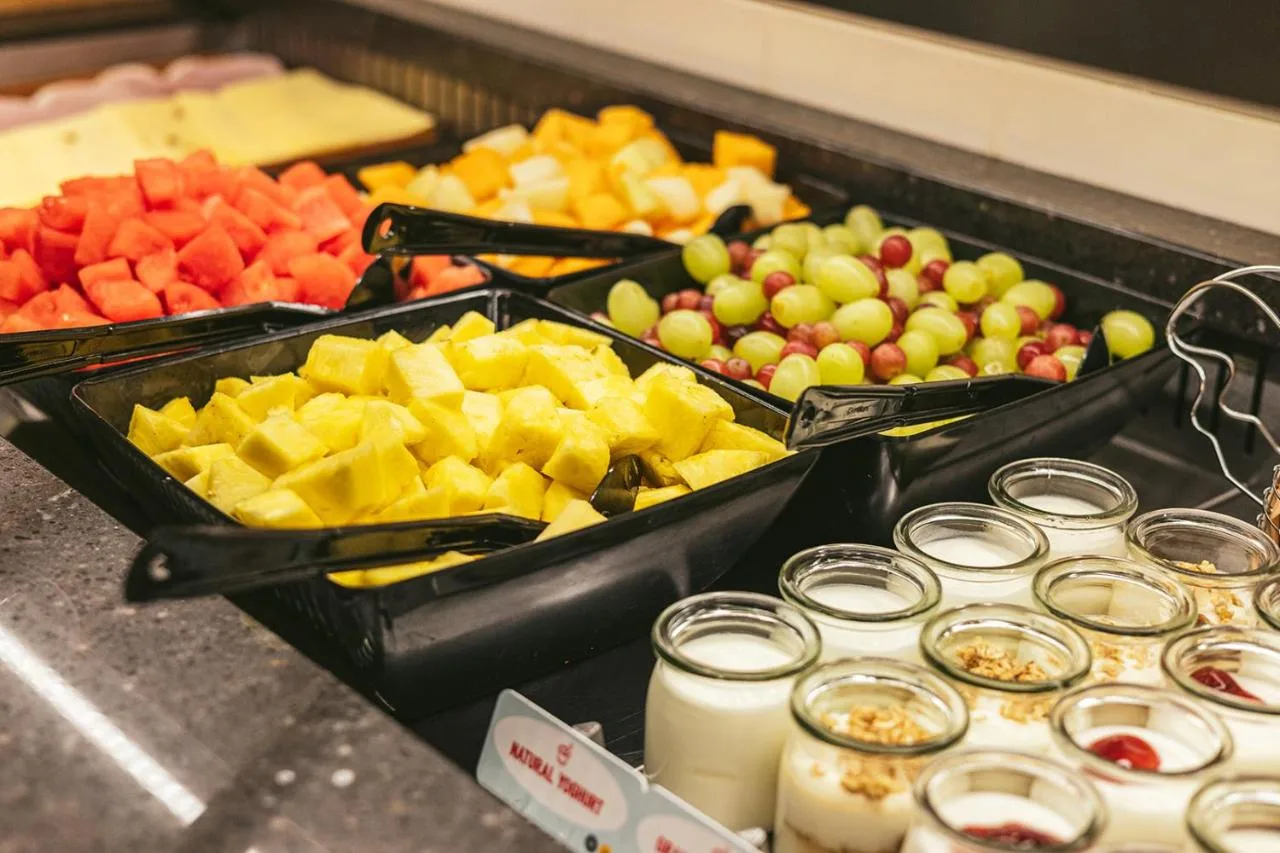 Buffet of fruit and vegetables at Point A London Liverpool Street